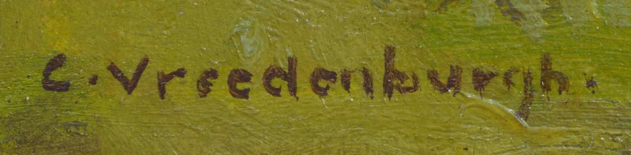 Cornelis Vreedenburgh signatures A farm on the waterfront with sailing barge