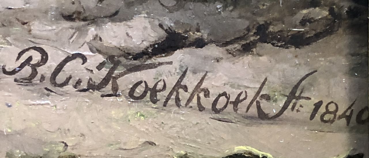 Barend Cornelis Koekkoek signatures Oak along a little stream'Het Meertje' at Beek near Nijgemegen
