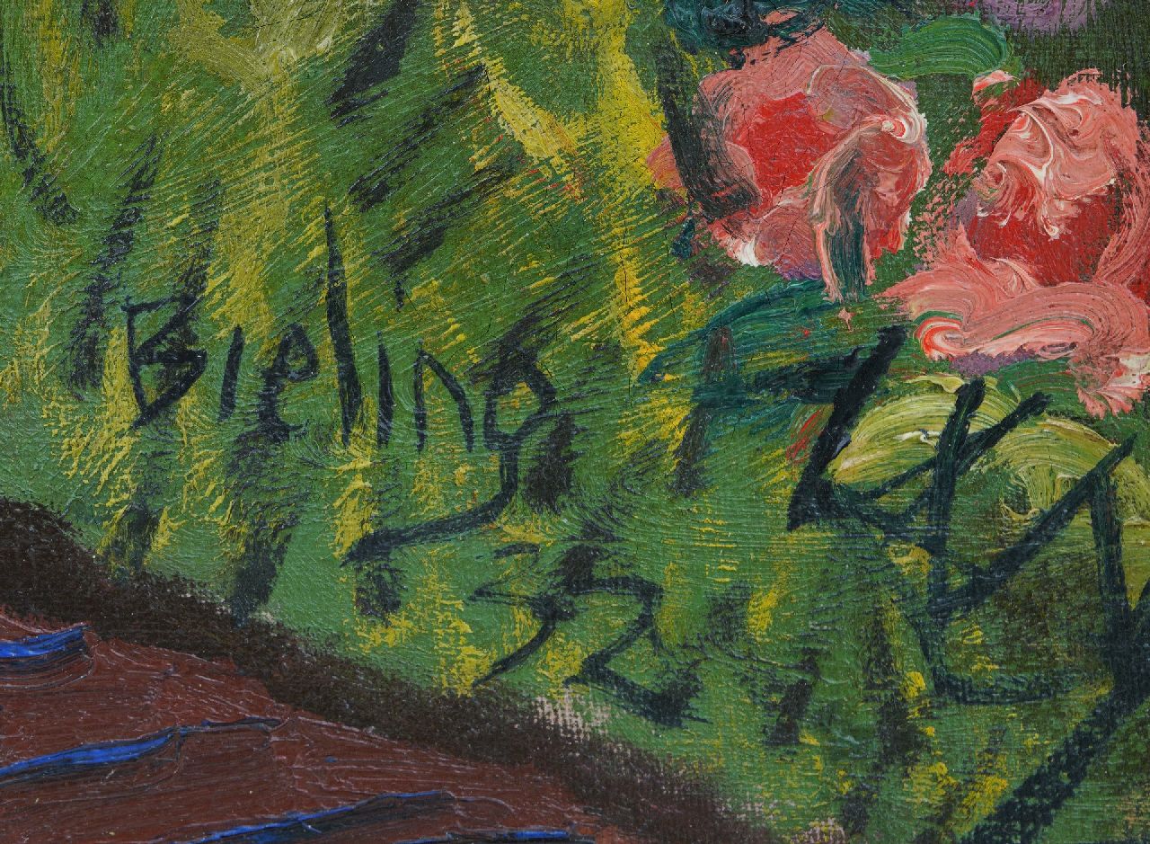 Herman Bieling signatures A garden in bloom, Hillegersberg