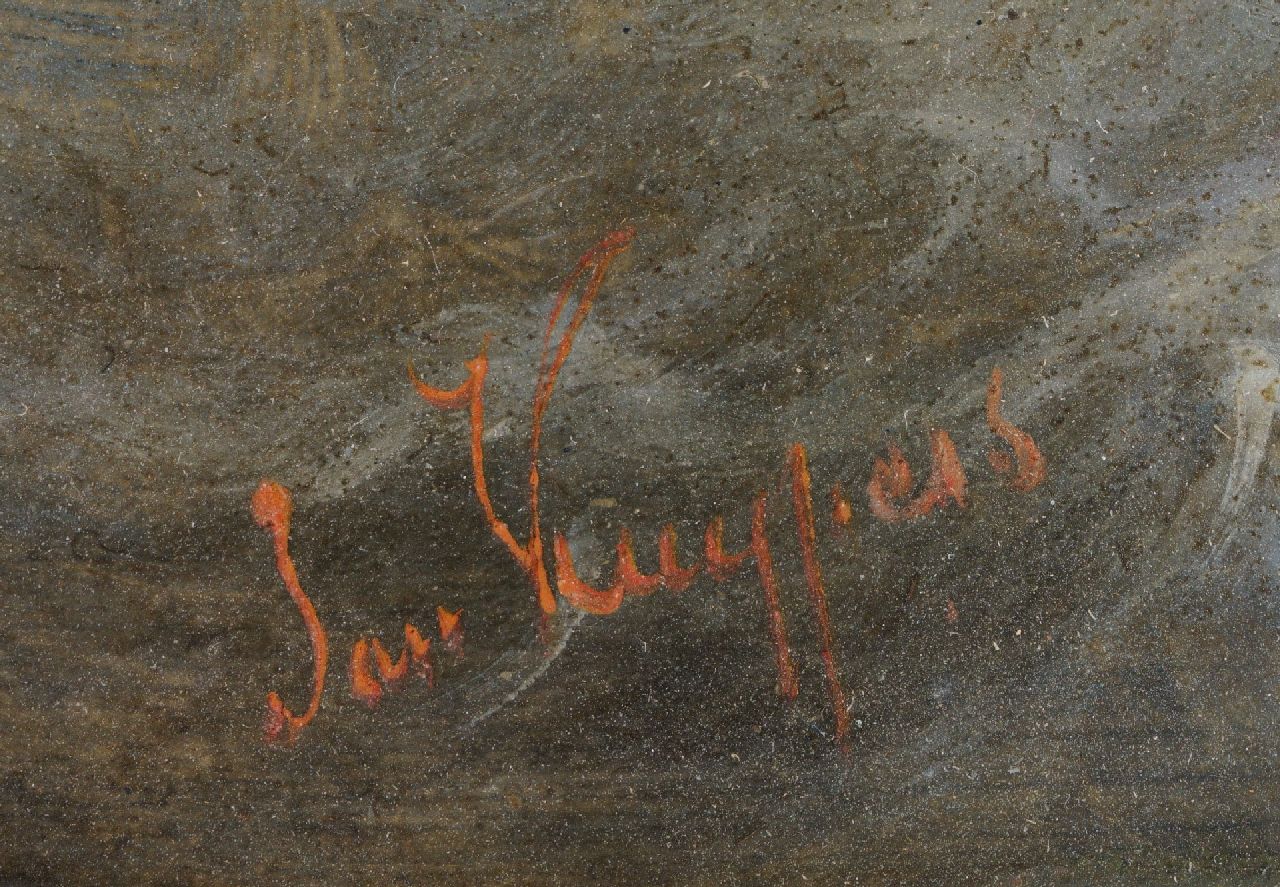 Jan Kuijpers signatures A ferryboat in stormy weather