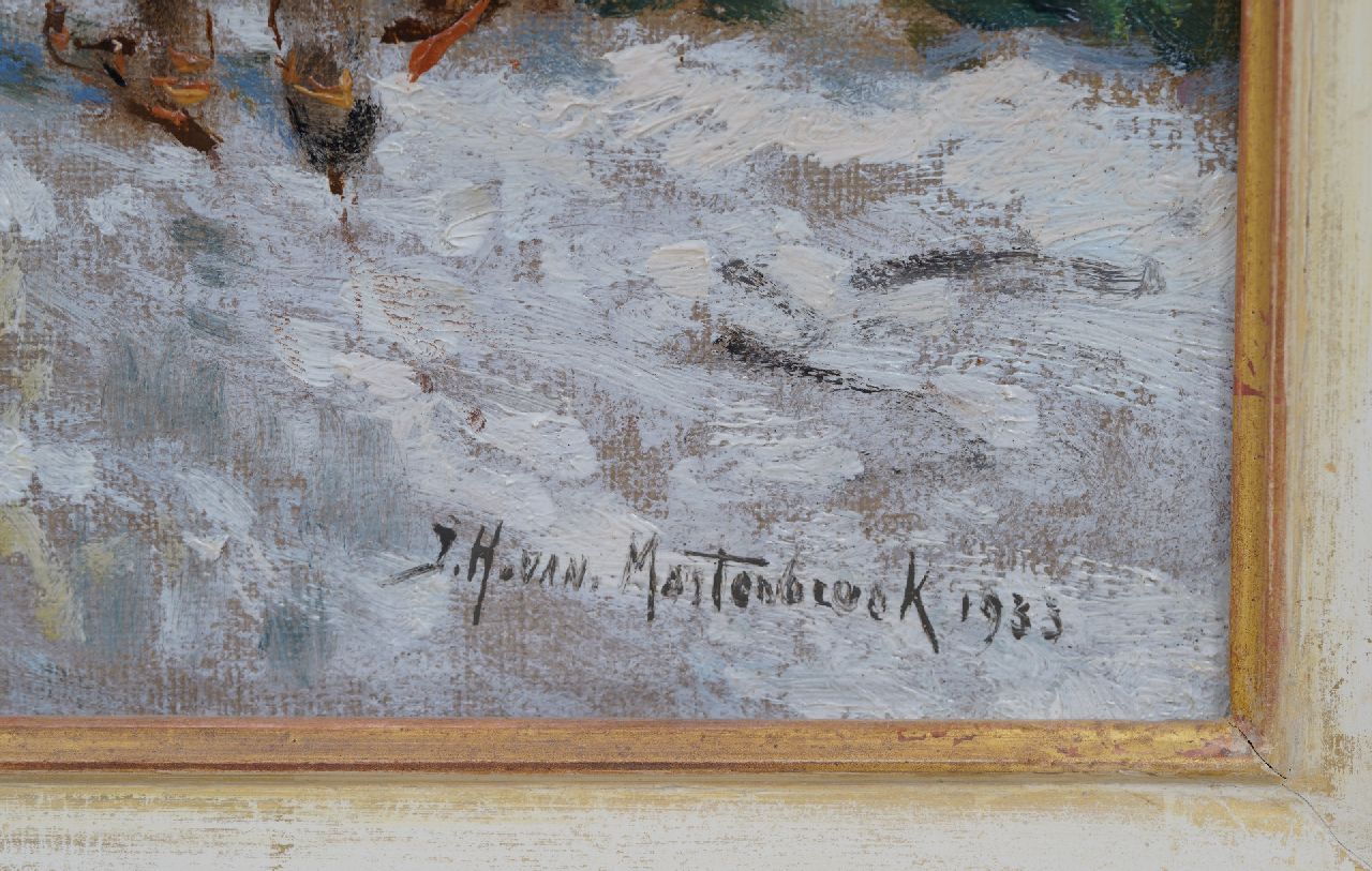 Johan Hendrik van Mastenbroek signatures Winter fun on a Dutch canal