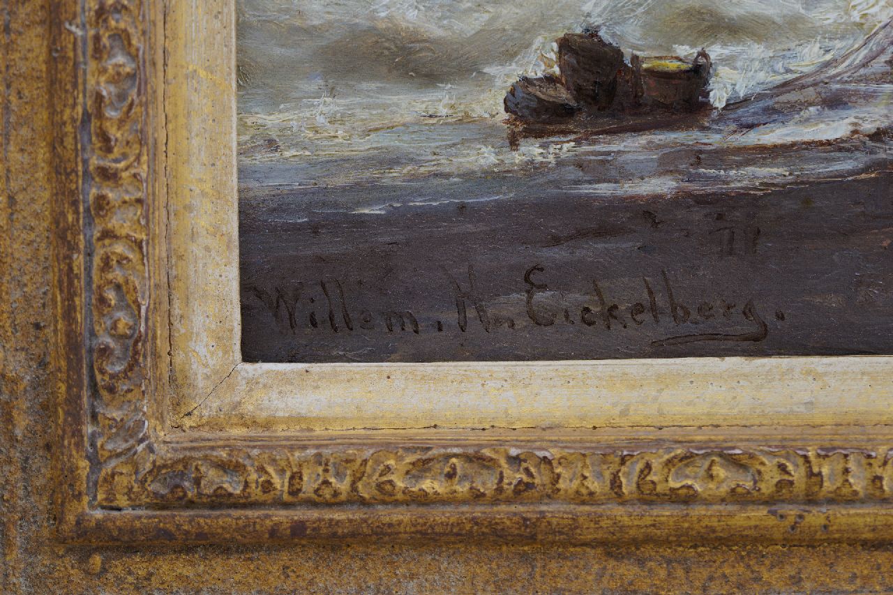 Willem Hendrik Eickelberg signatures Bringing in the catch in a storm