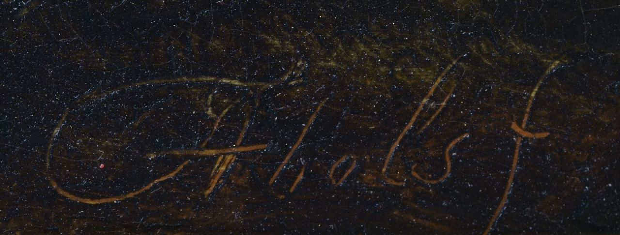 Jacob Abels signatures Fishermen in a moonlit river landscape