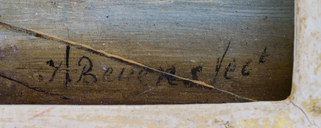 J. Beyens signatures A view of the Hoge bridge, fish market and the Grote Kerk in Breda