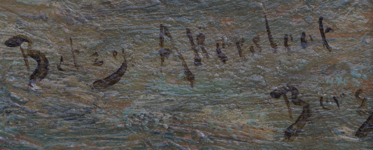 Betzy Rezora Berg signatures Fishing vessels in the surf, Scheveningen