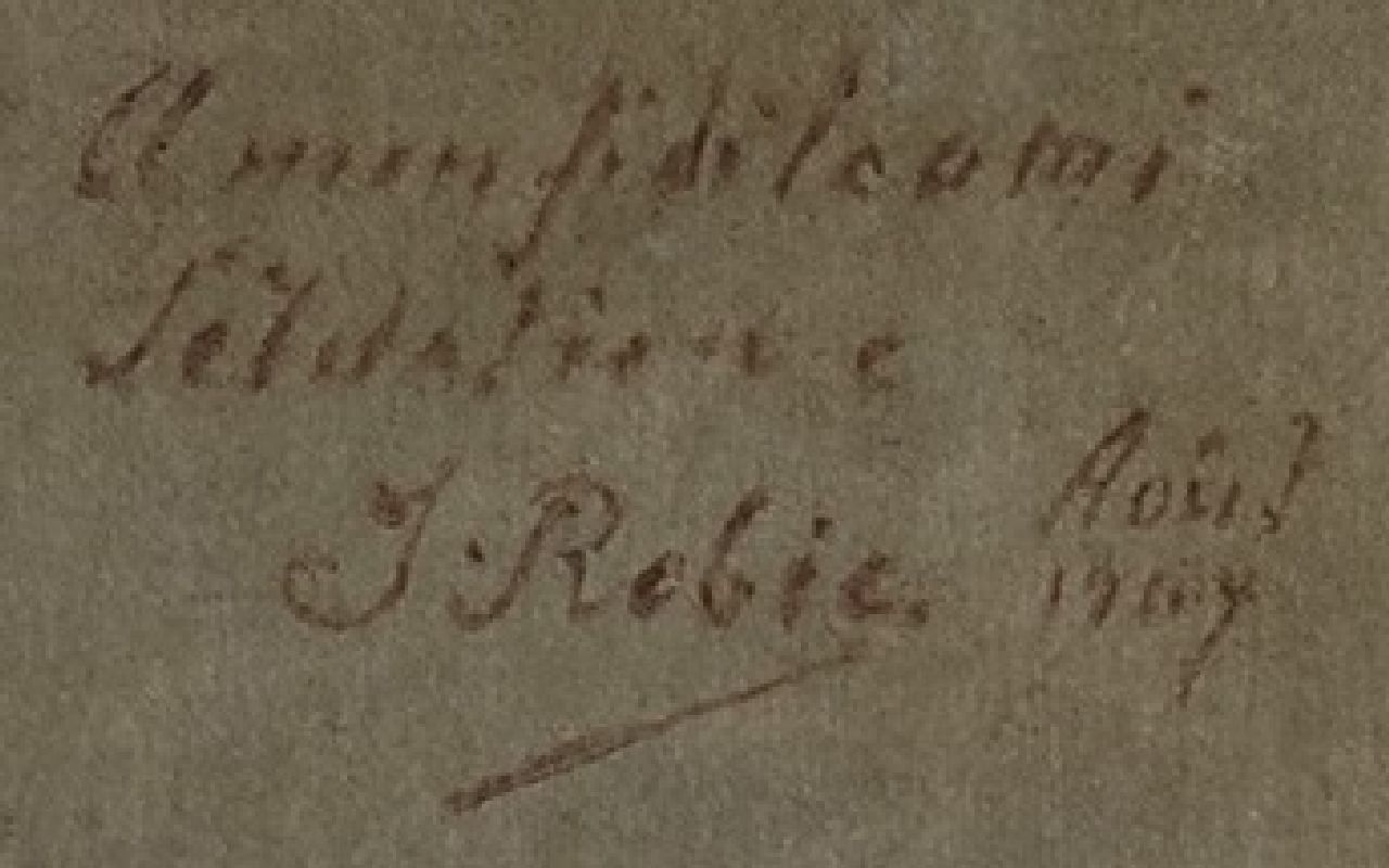 Jean-Baptiste Robie signatures Roses on a ledge