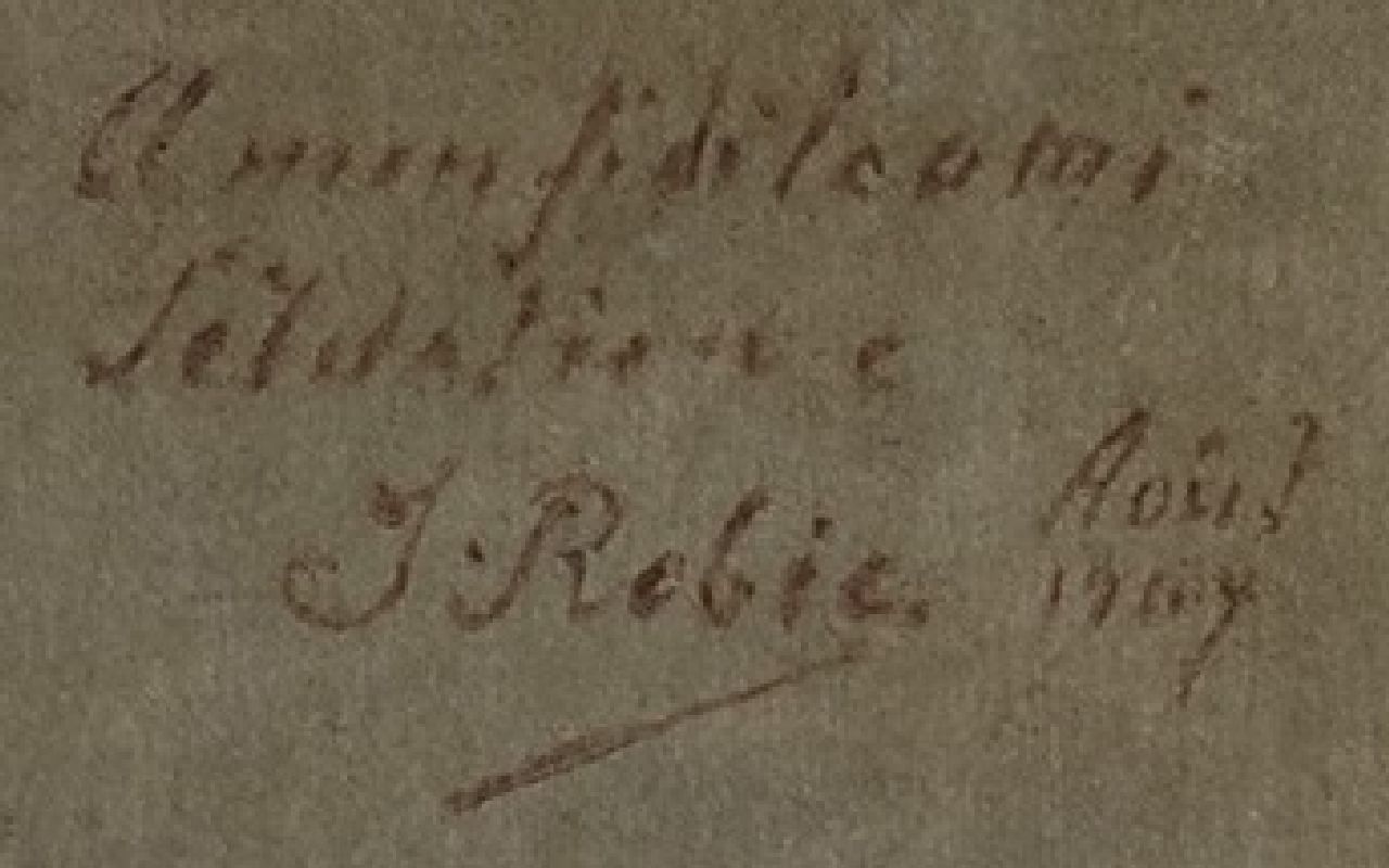 Jean-Baptiste Robie signatures Roses on a ledge