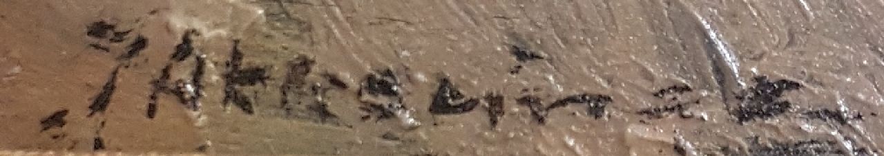 Johannes Evert Akkeringa signatures Children playing on the beach at Scheveningen