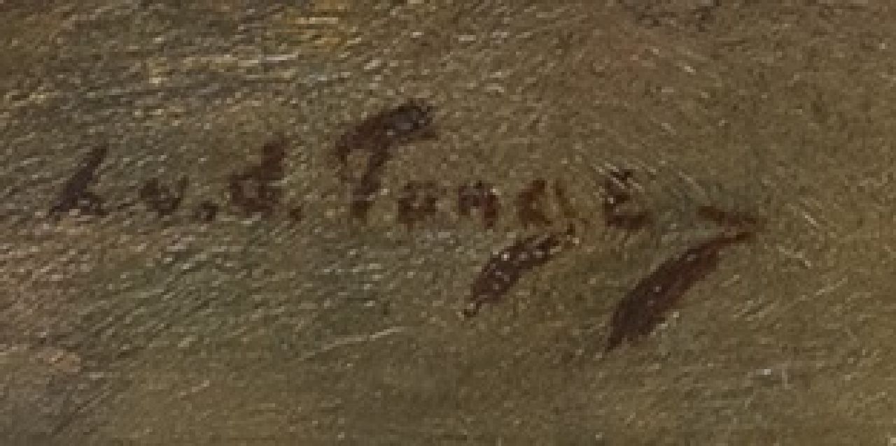 Lammert van der Tonge signatures Sweet pea in a green vase