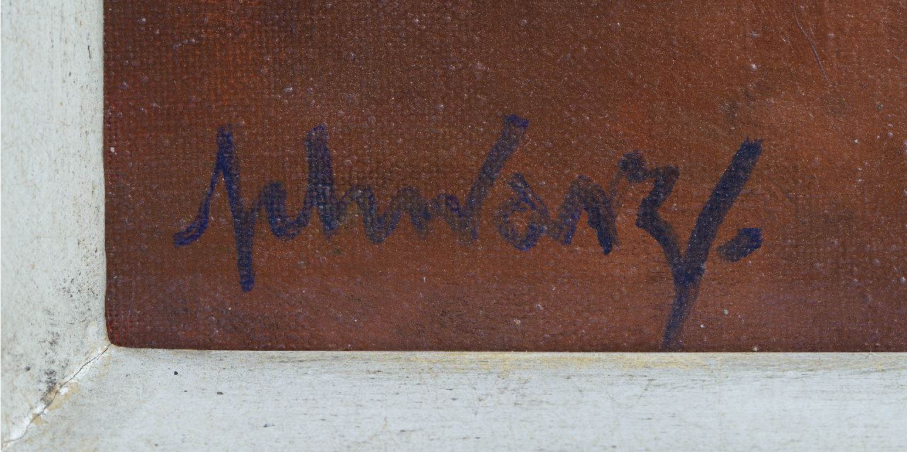 Mommie Schwarz signatures Summerflowers; on the reverse: Portrait of a girl