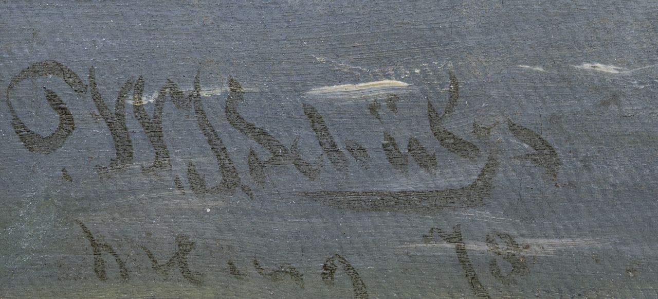 Willem Johannes Schütz signatures Moored flatboats