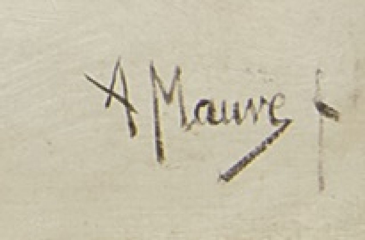 Anton Mauve signatures A winterlandscape with horse drawn cart