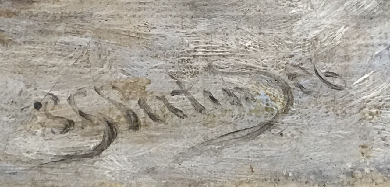 Petrus Gerardus Vertin signatures A snowy street with a drawbridge (possibly Edam)