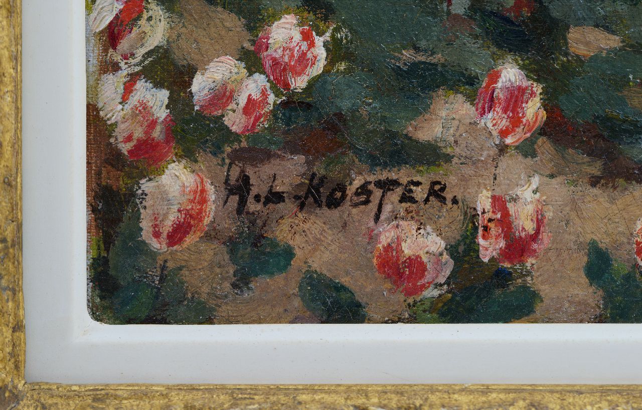 Anton Koster signatures Working in the tulip fields, Overveen