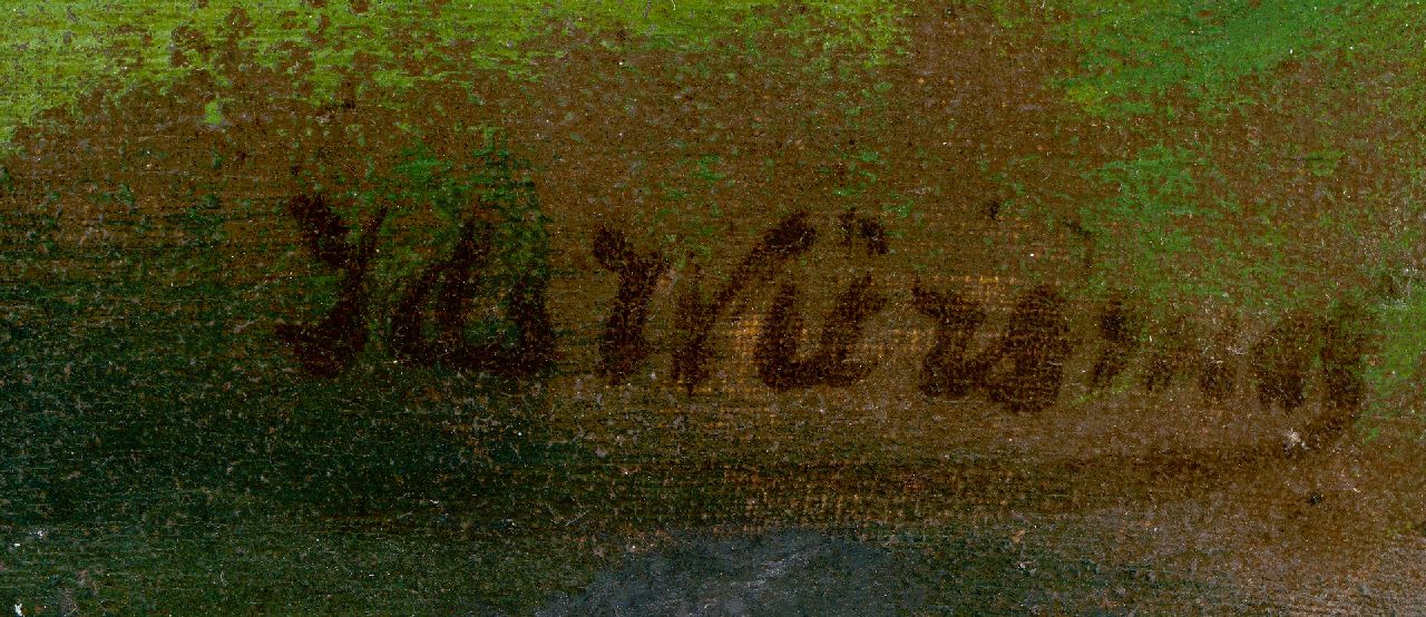 Ids Wiersma signatures A landscape in Friesland with sailing flatboats