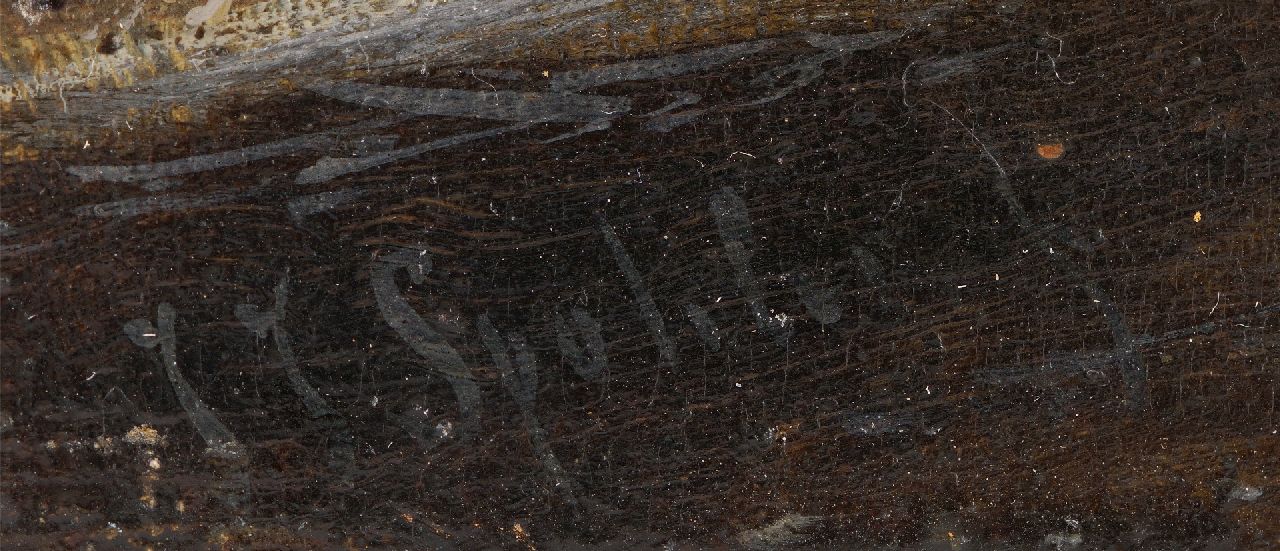 Jan Jacob Spohler signatures Winterlandscape with skaters near wood sawmills