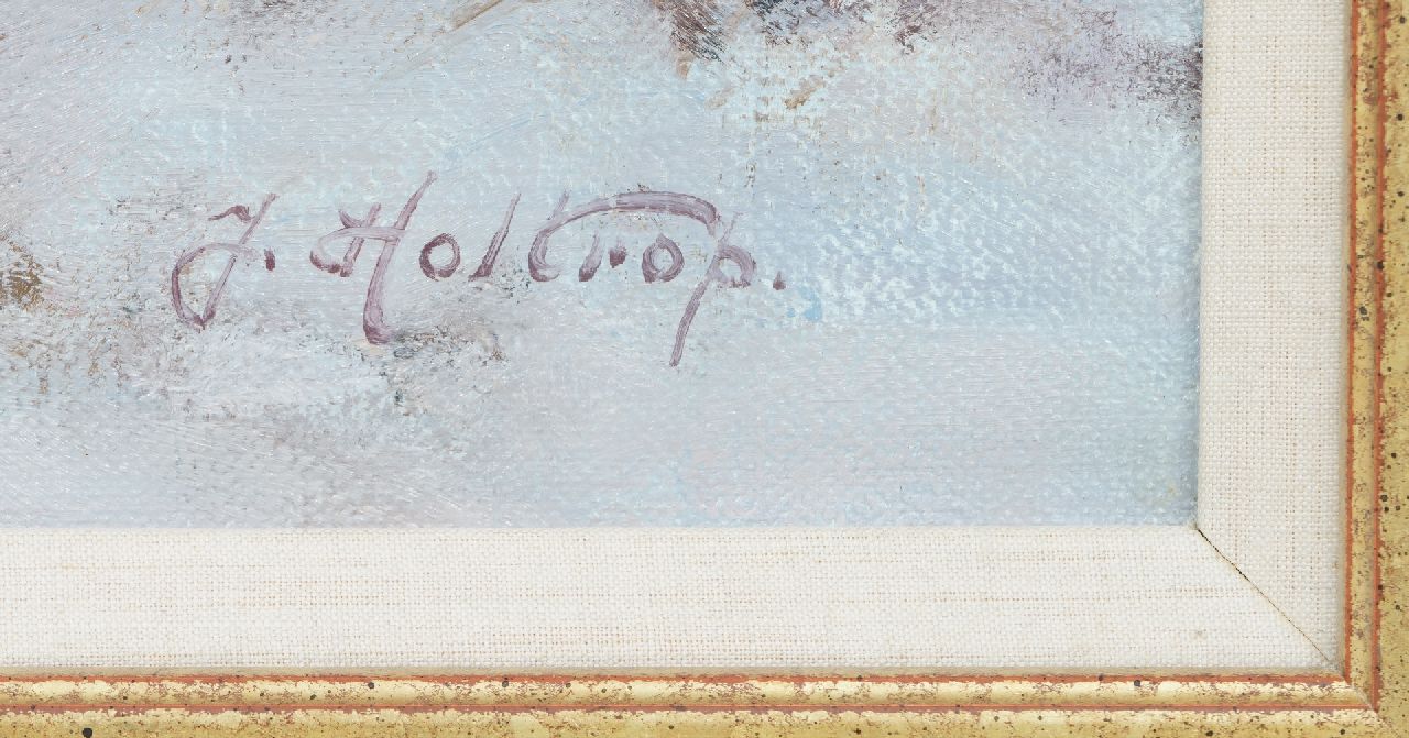 Jan Holtrup signatures Farmhouse in a snowy landscape in the Achterhoek