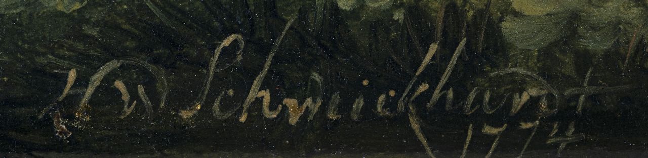 Heinrich Wilhelm Schweickhardt signatures Shepherds with their flock near a river
