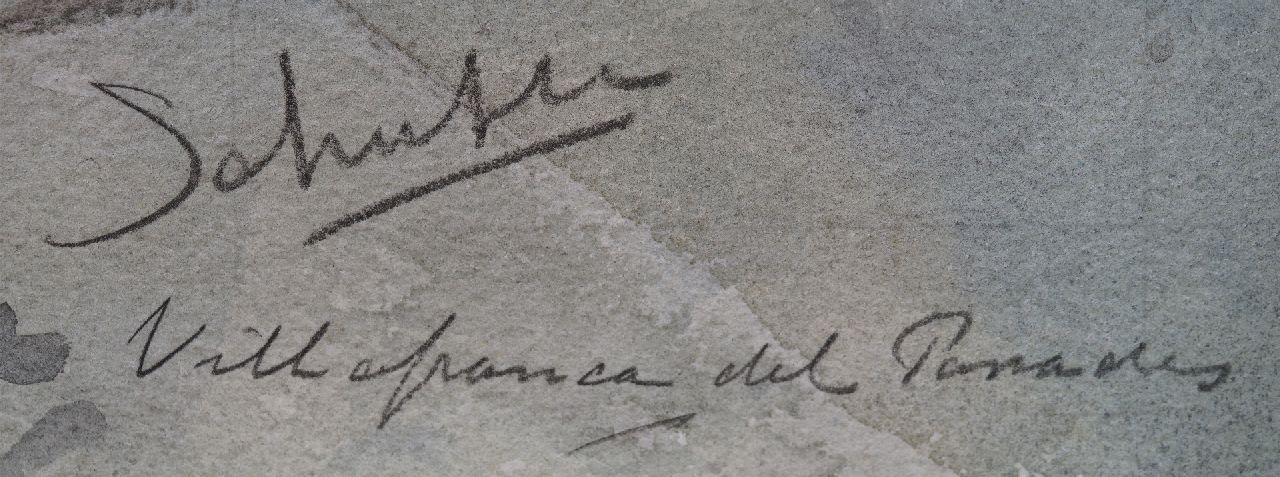 Louis Schutte signatures A crowded street in Villafranca del Penedès, Spain