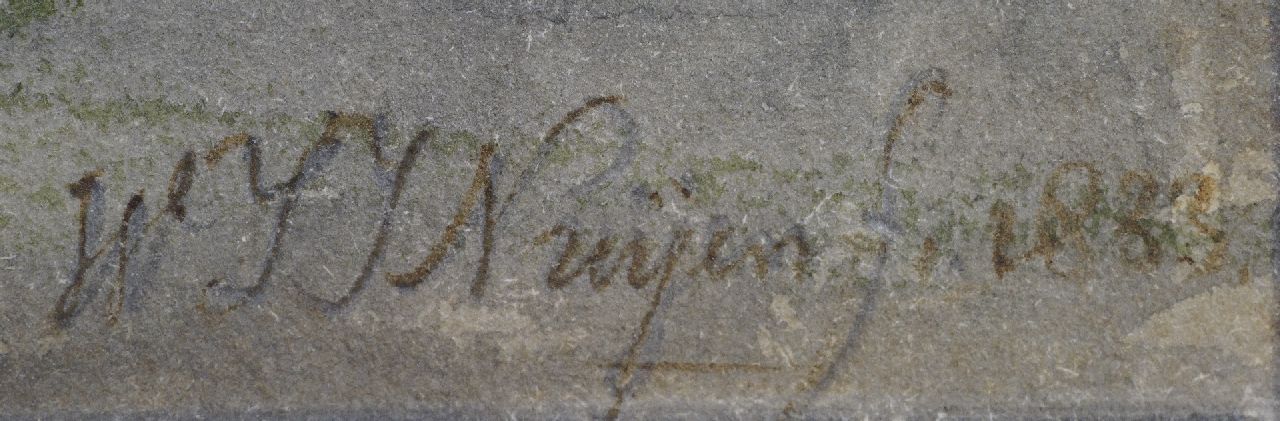 Wijnand Nuijen signatures Man and his dog in the cloister of the Dom of Utrecht