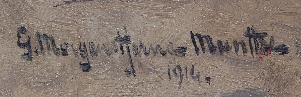 Morgenstjerne Munthe signatures Fisching barges at anchor on the beach