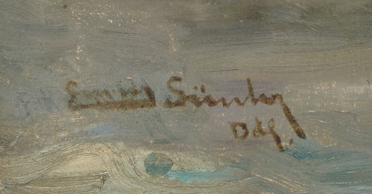 Erwin Günther signatures Steamboat on a jetty in rough weather