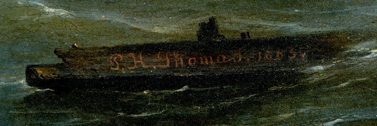 Pieter Hendrik Thomas signatures Schips on a choppy sea