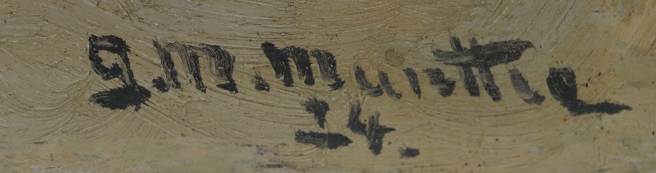 Morgenstjerne Munthe signatures Waiting for the catch on the beach in Katwijk