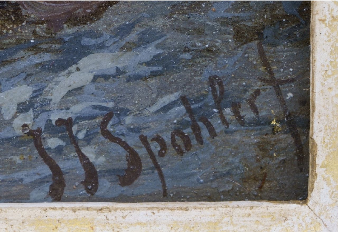 Jan Jacob Spohler signatures Winter landscape with wood gatherers