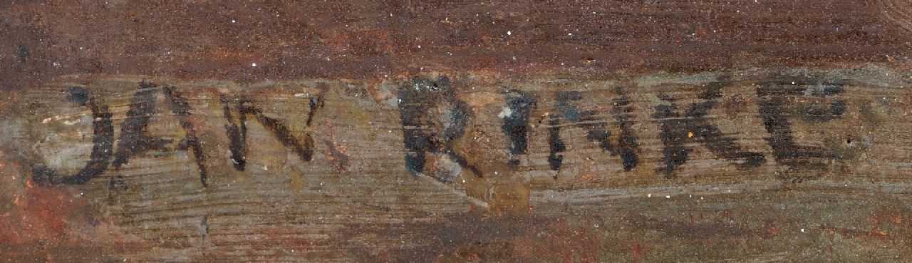 Jan Rinke signatures The Geldersekade with the Schreierstoren in Amsterdam