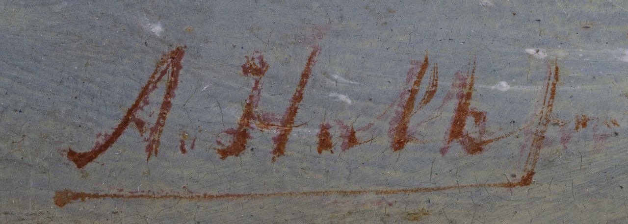 Abraham Hulk signatures Fishing boats in a strong breeze at the harbour entrance