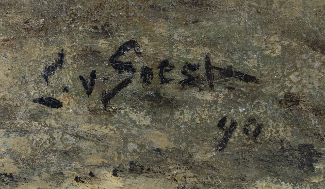 Louis van Soest signatures Shepherdess and flock on the moors