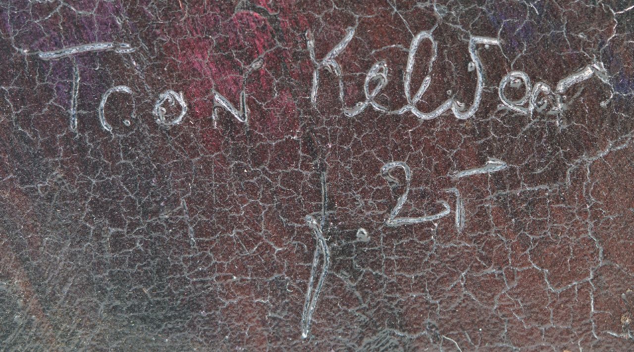 Toon Kelder signatures Still life with hydrangea by a window