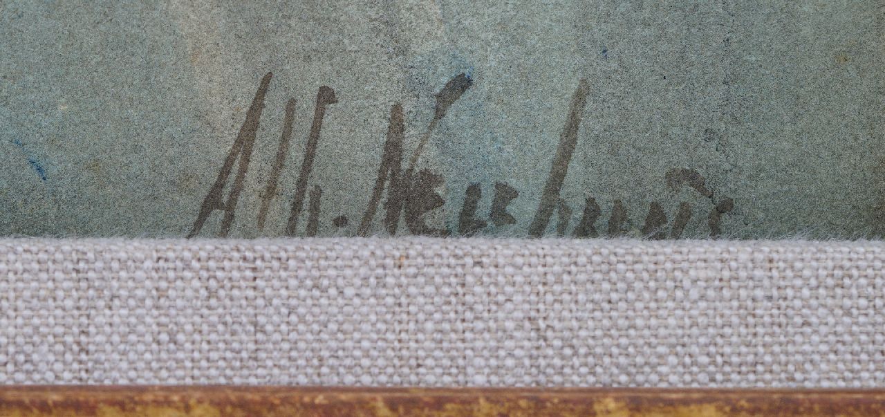 Albert Neuhuys signatures Polishing the tin bowl