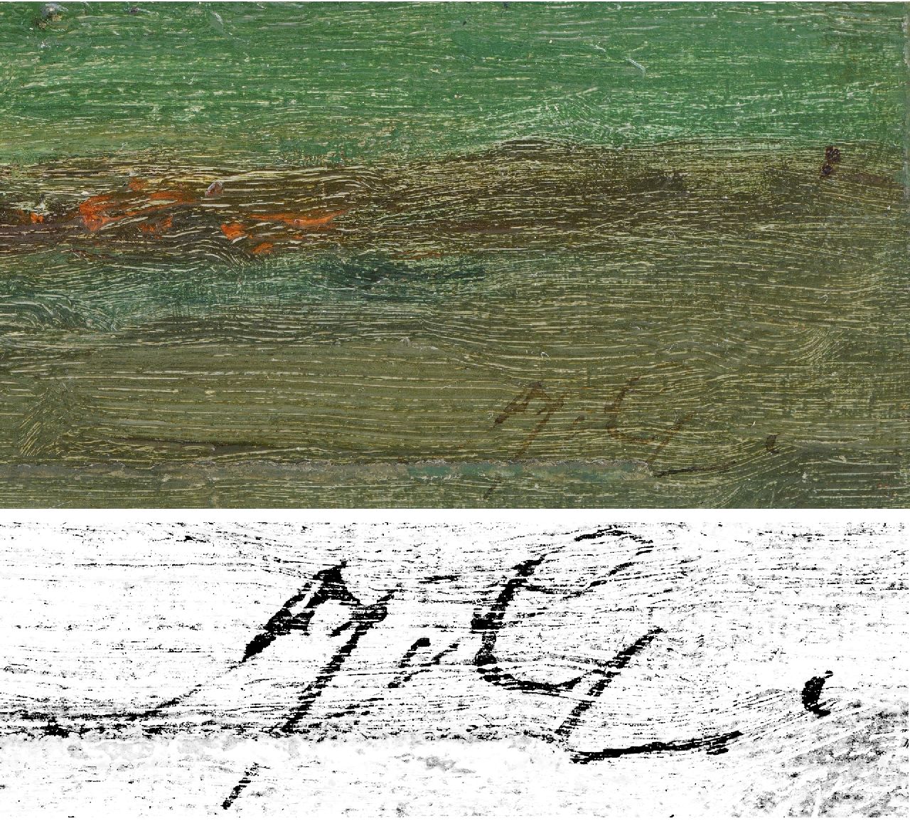 Europese School, 19e eeuw signatures Thunderstorm over a landscape