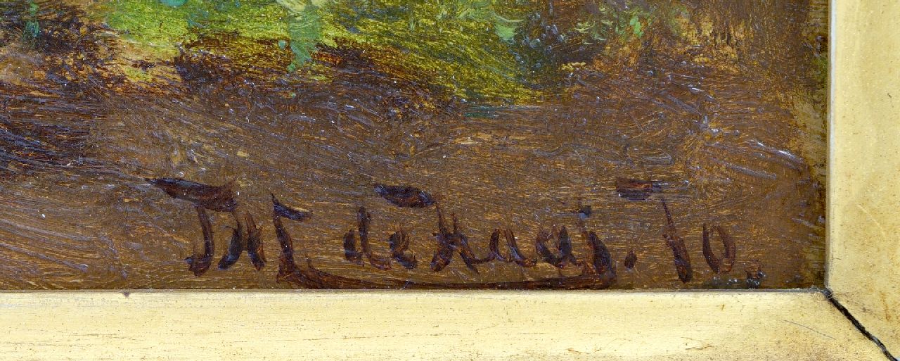 Jan de Haas signatures Two young cows by a fence