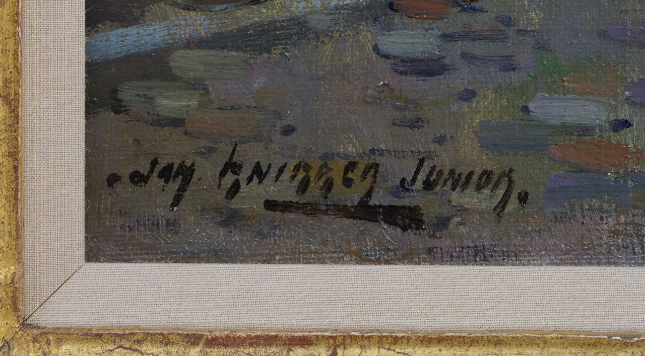 Jan Knikker jr. signatures Sunny village view with figures
