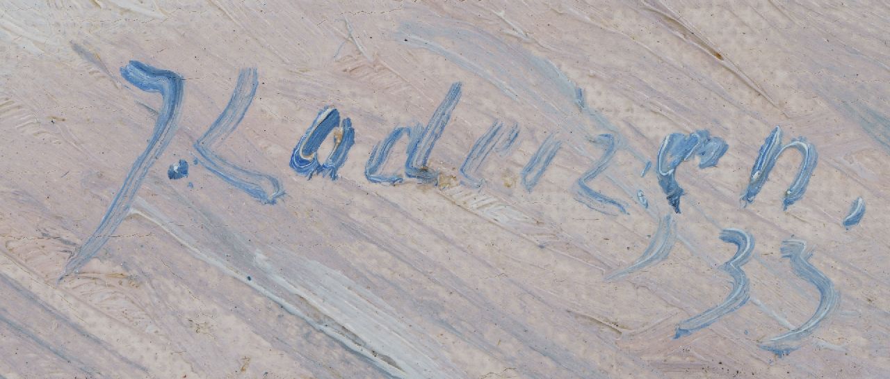 Jo Lodeizen signatures Still life with jug, white bread and cheese under a bell jar