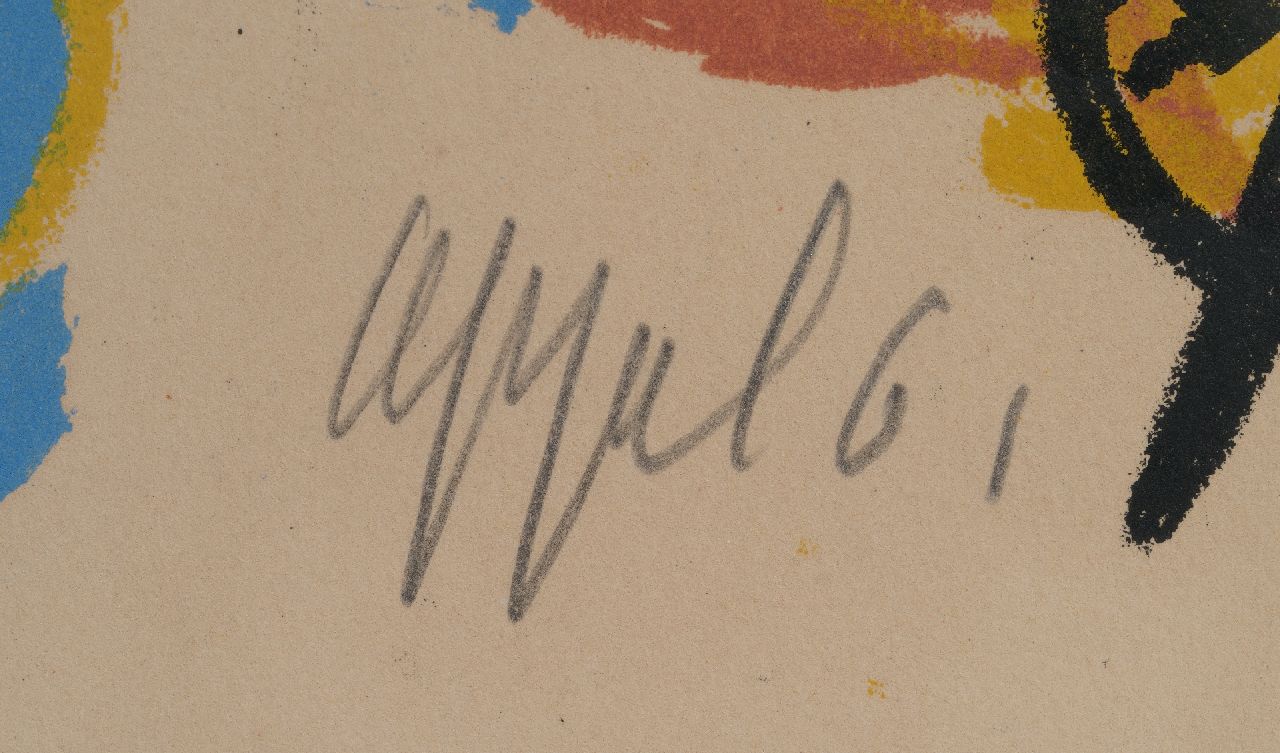Karel Appel signatures A beast drawn man