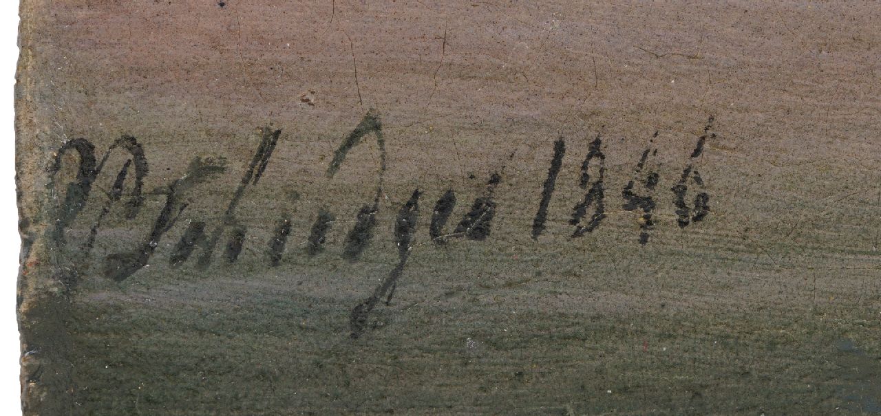 Petrus Paulus Schiedges signatures Moored three-master at sunset