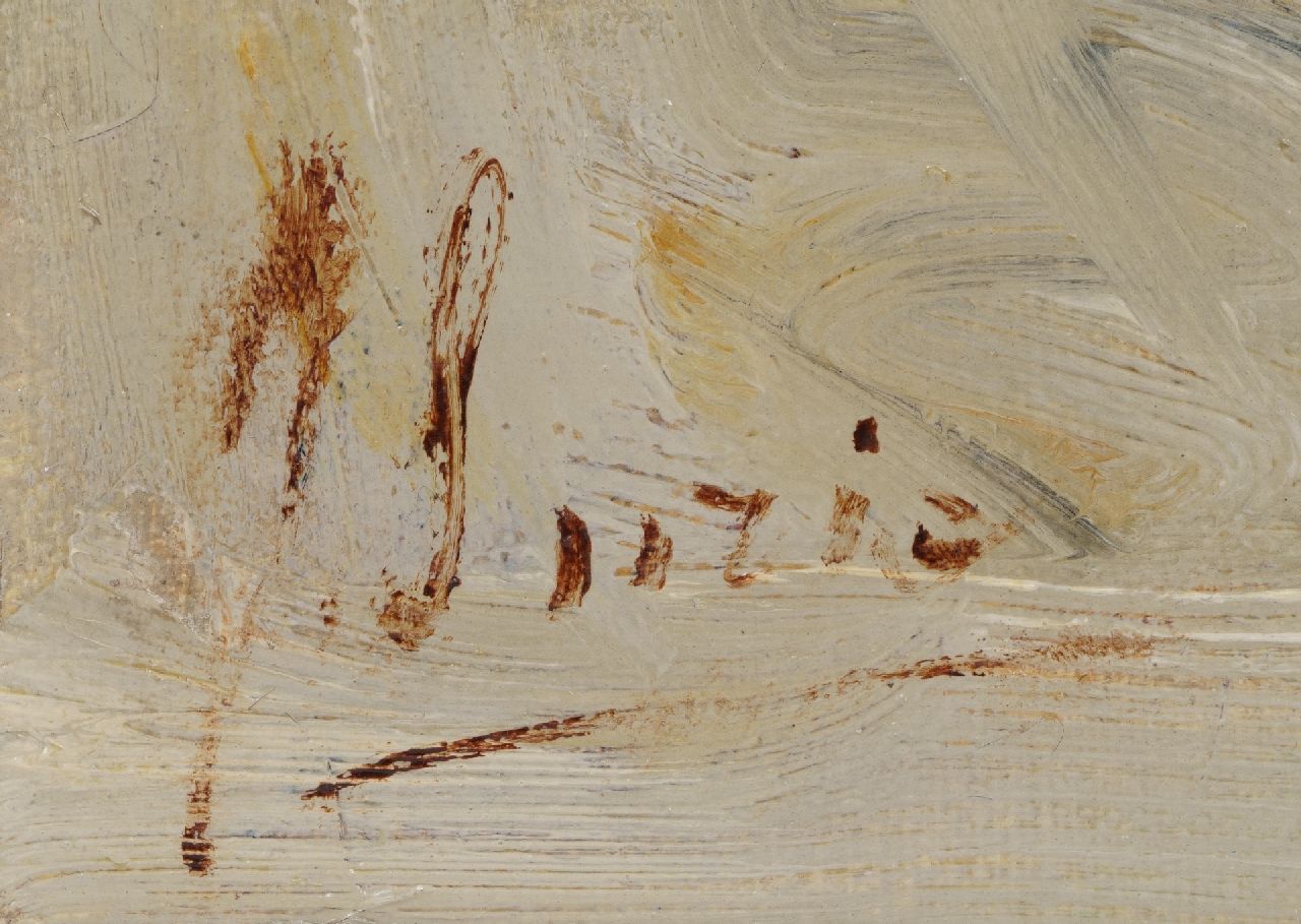 Coba Surie signatures Bottles and painter's attributes on a table