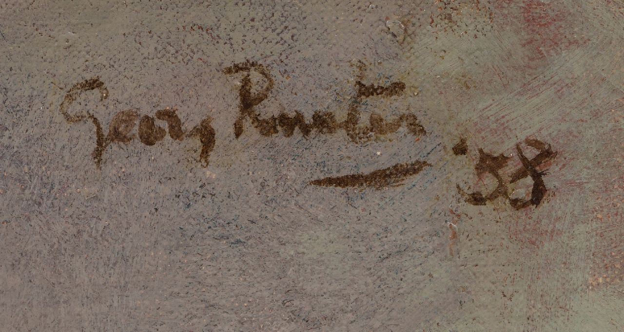 Georg Rueter signatures Roses in a porcelain vase