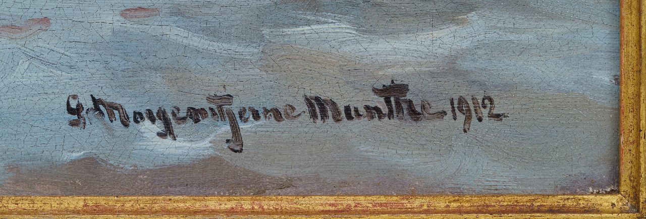 Morgenstjerne Munthe signatures Bomschuit on the beach, Katwijk