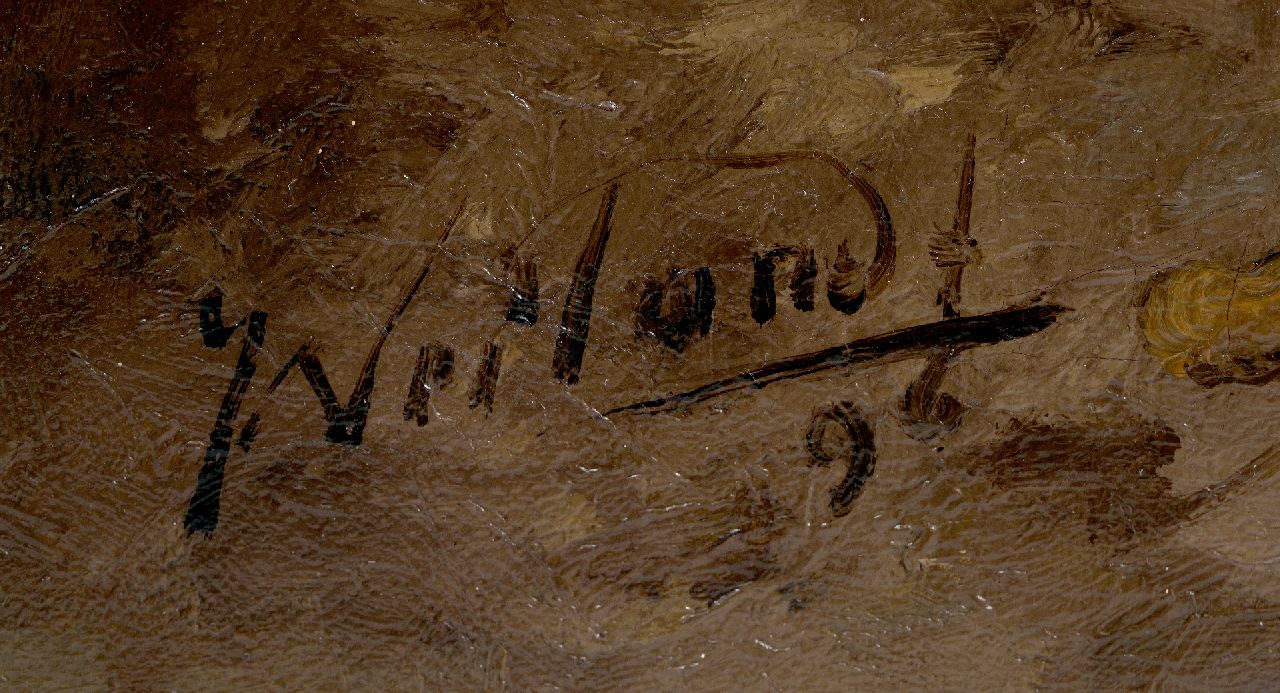 Johannes Weiland signatures Farmhouse interior with mother and child