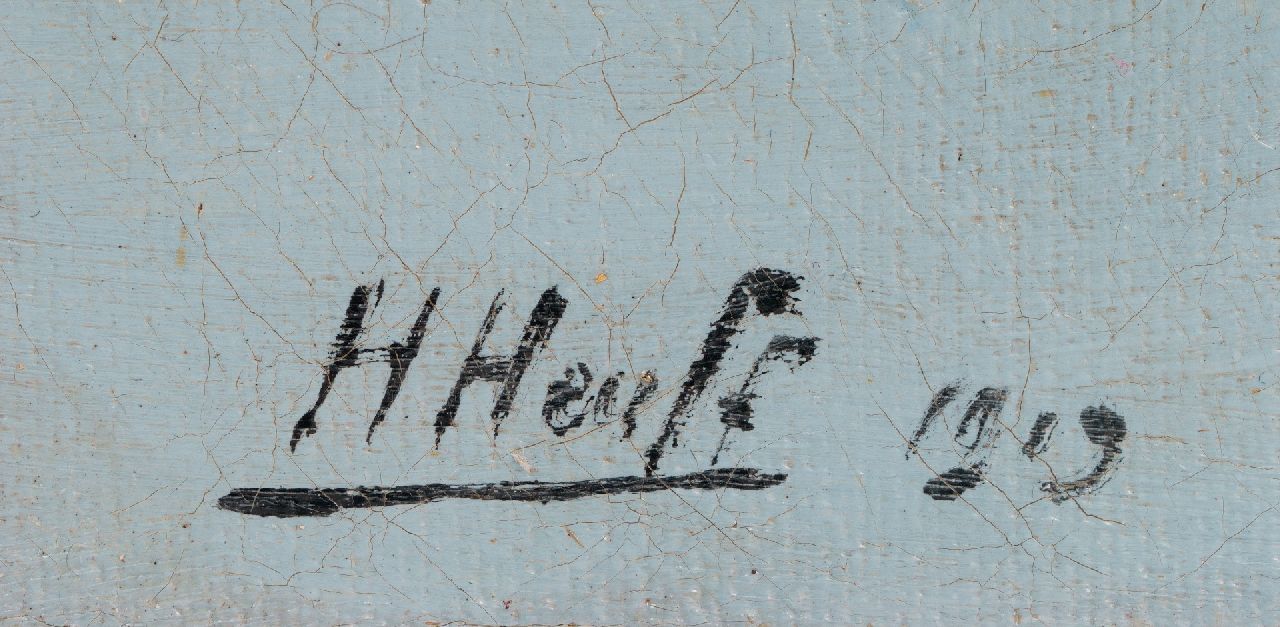 Herman Heuff signatures The St. Bavokerk in Haarlem in winter