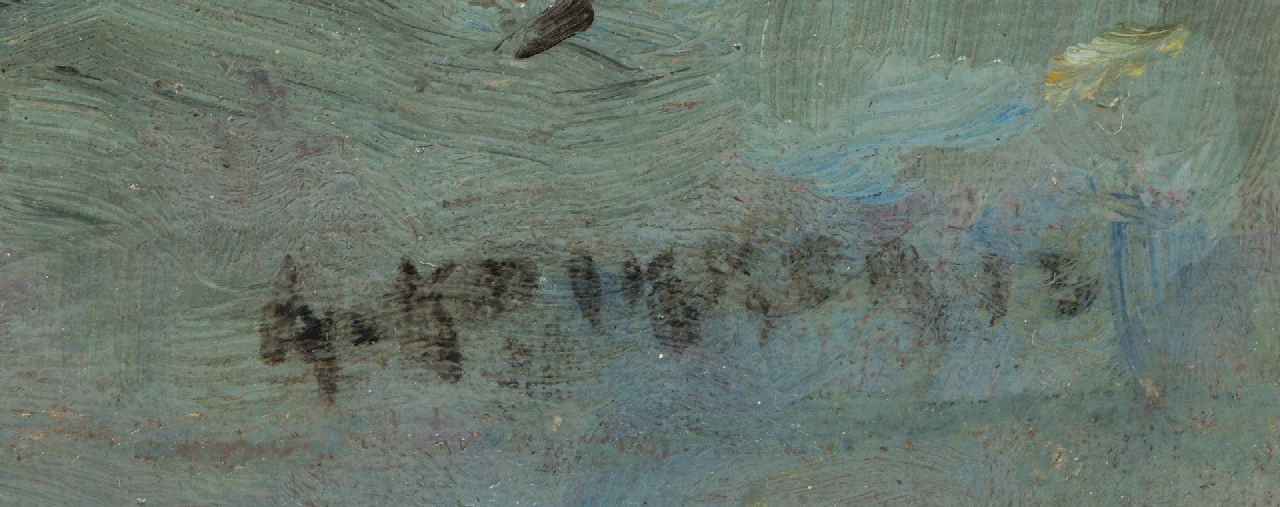 Aris Knikker signatures Polder landscape with barges