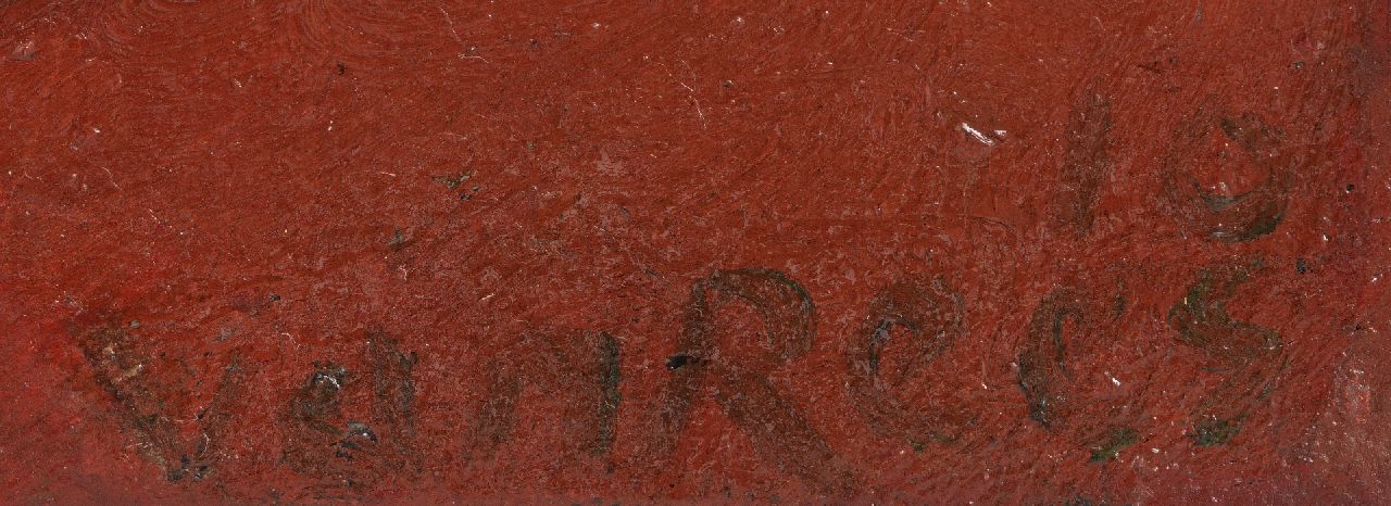 Otto van Rees signatures Adya working on red embroidery