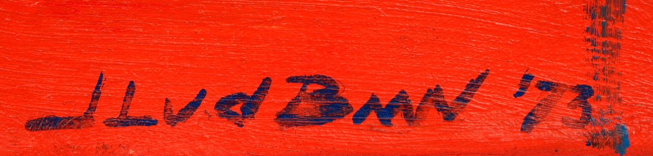 Jan van der Baan signatures Landscape Norway; on the reverse: Market in Siddeburen