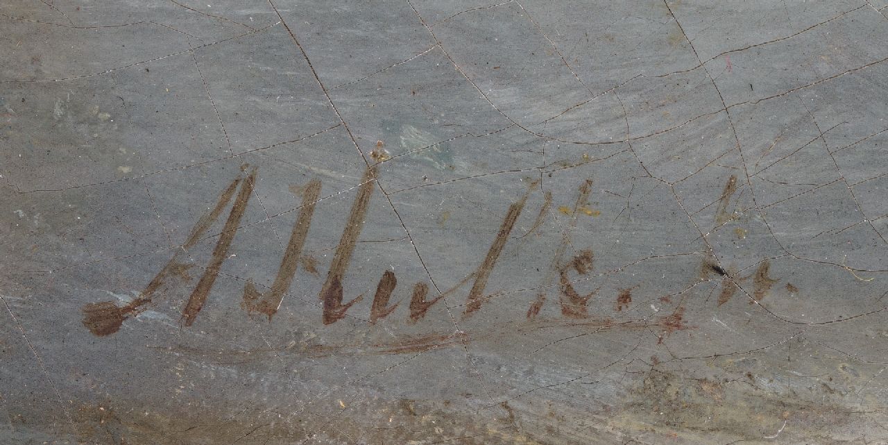 Abraham Hulk signatures Barge sailing along the coast