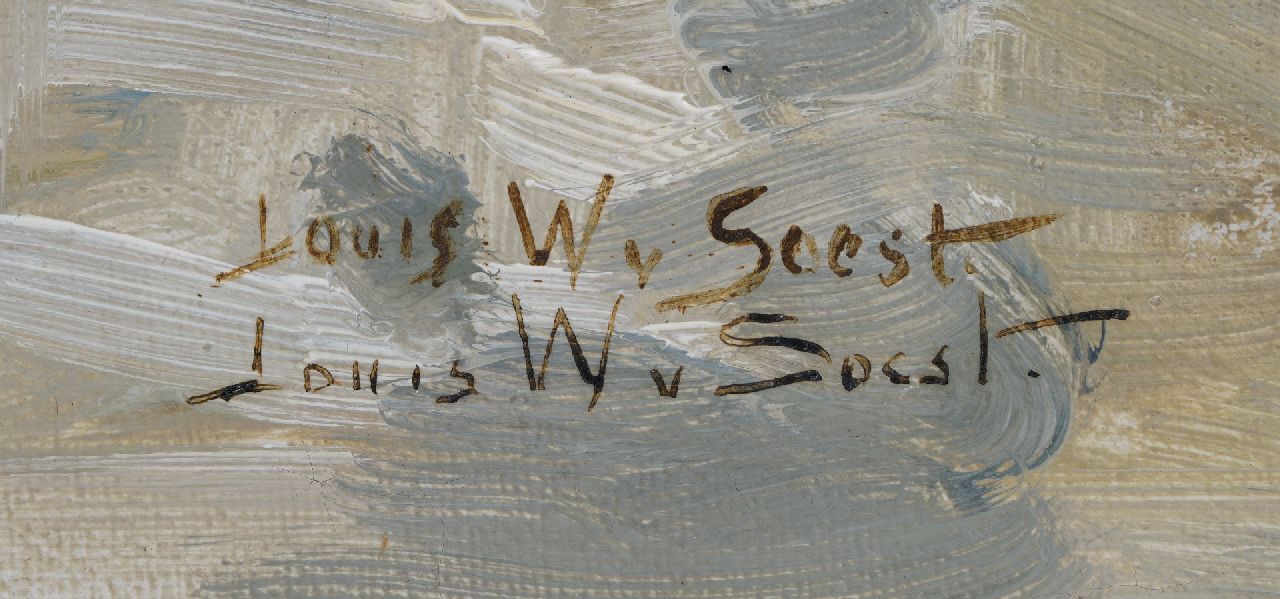 Louis van Soest signatures Farmyard in the snow